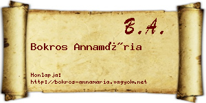 Bokros Annamária névjegykártya